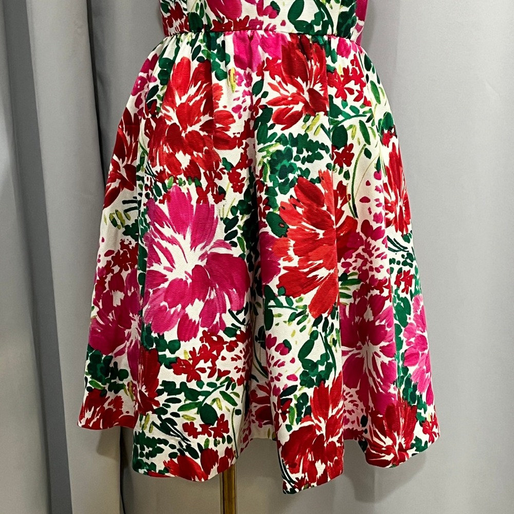NEW Vineyard Vines Fit Flare Mini Dress Sz 6 Floral Open Back Bow Silk Blend - Picture 7 of 15